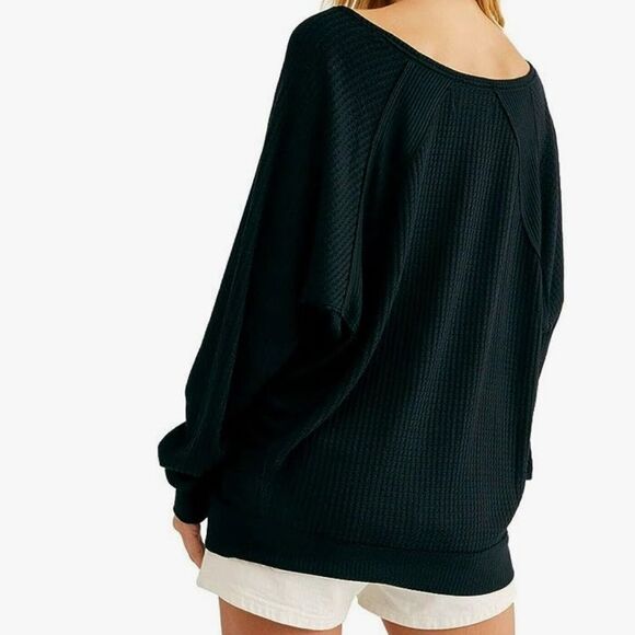 Free People Santa Clara Thermal in black BNWT - Picture 4 of 6